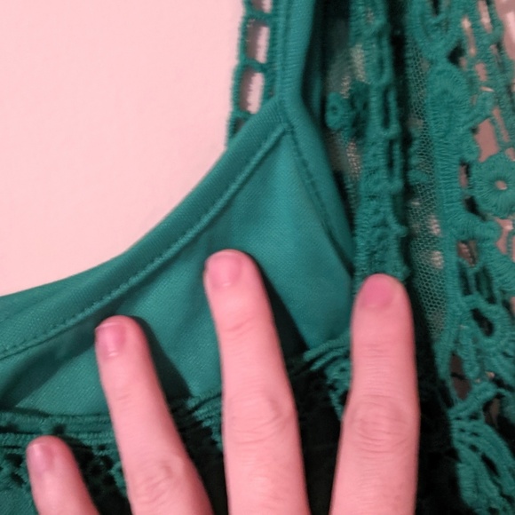 Emerald Green Lace Art Deco Midi Dress S - Picture 2 of 5